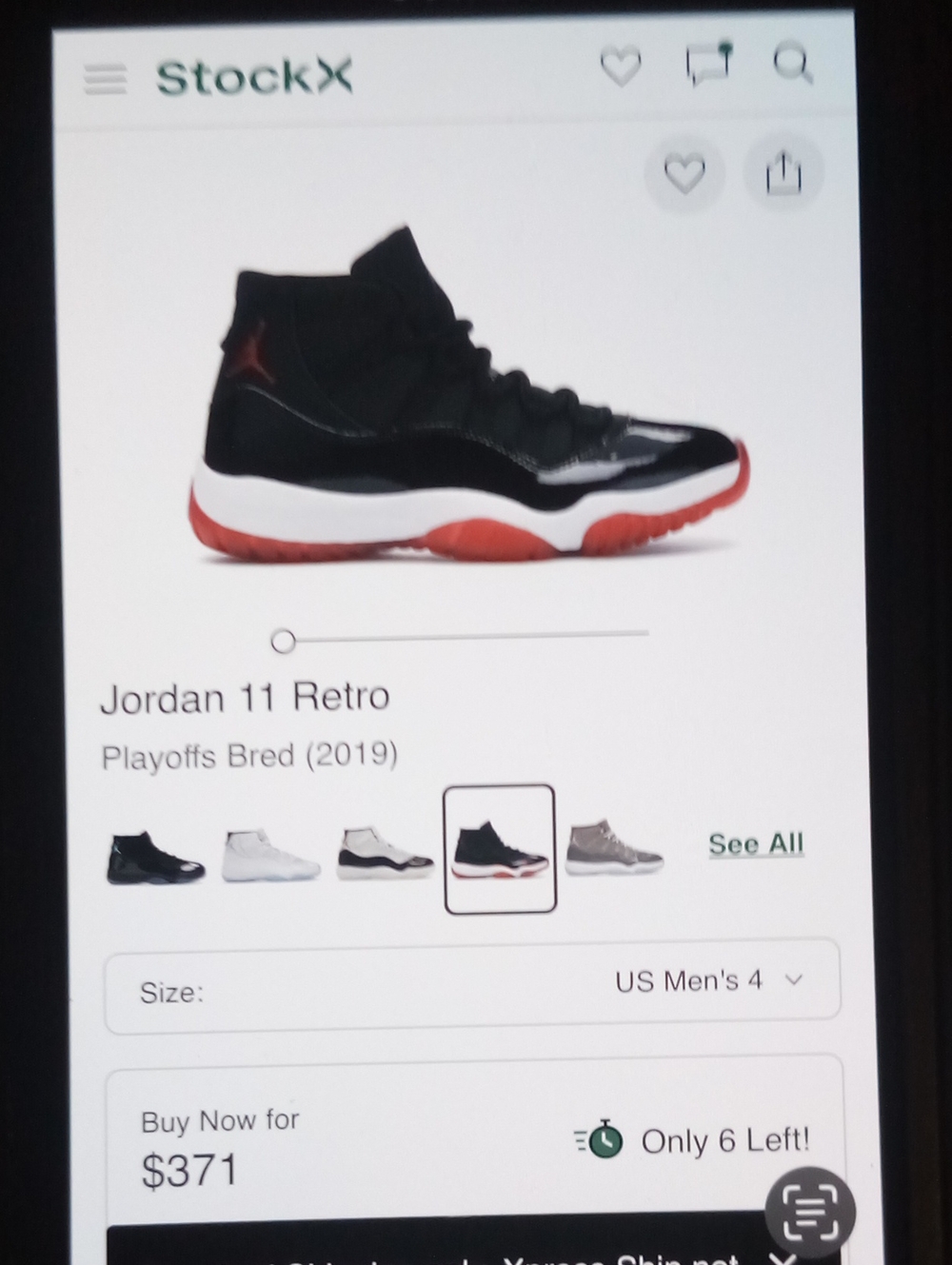 Jordan 11 Retro 'Playoffs' Bred - Black & Red Size 4 Men Item 16